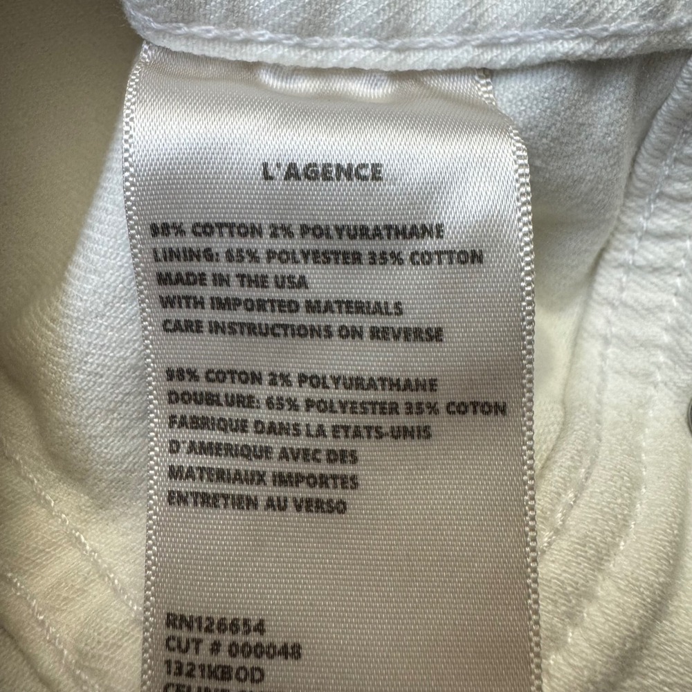 L'AGENCE Denim Jacket XS White Distressed XS Cotton Blend Made in USA - Picture 6 of 6
